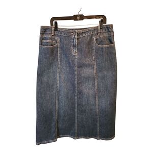 Harold's Blue and Gold Knee-Length Pencil Skirt